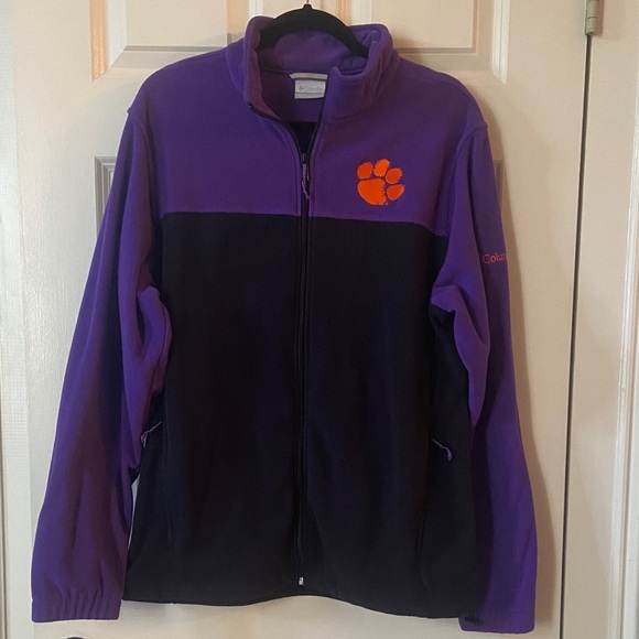 Columbia Other - Columbia Purple and Black Full-Zip Fleece Jacket with Orange Paw Logo